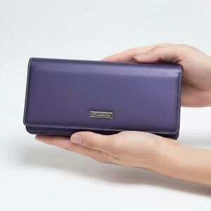 Purple Women's Long Wallet - Elegant Folded Clutch